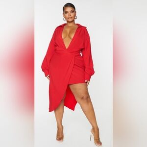 PrettyLittleThing Red High Low Dress